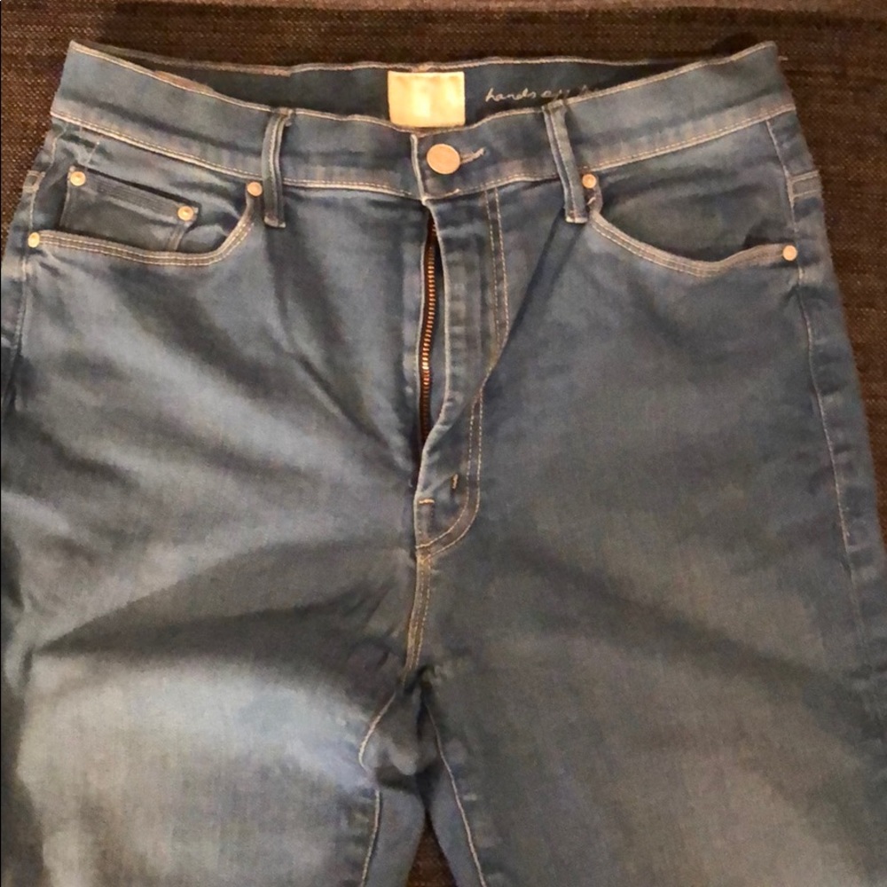 Miranda x Mother the Funday Flare light blue jeans